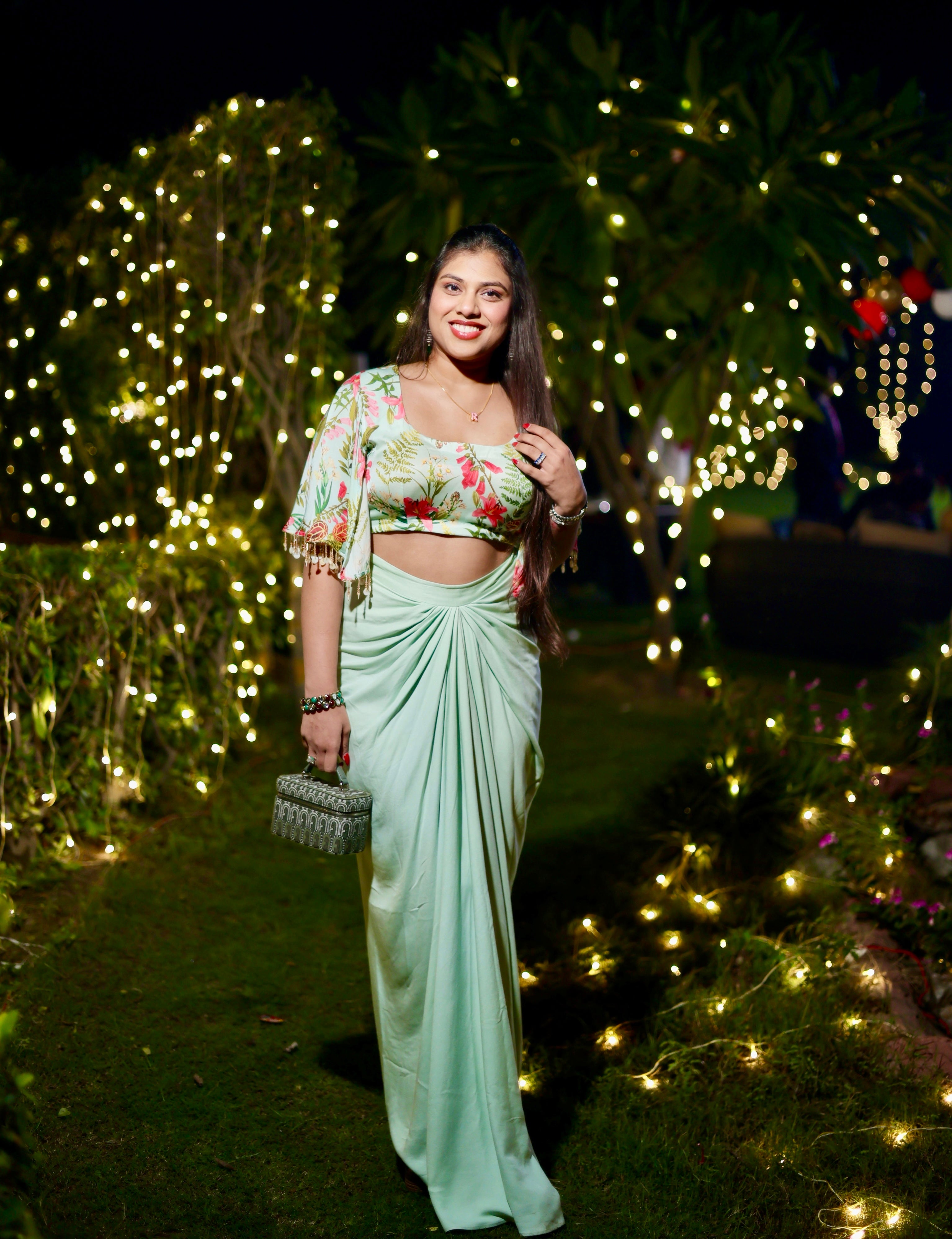 MINT FLORA DRAPE SET