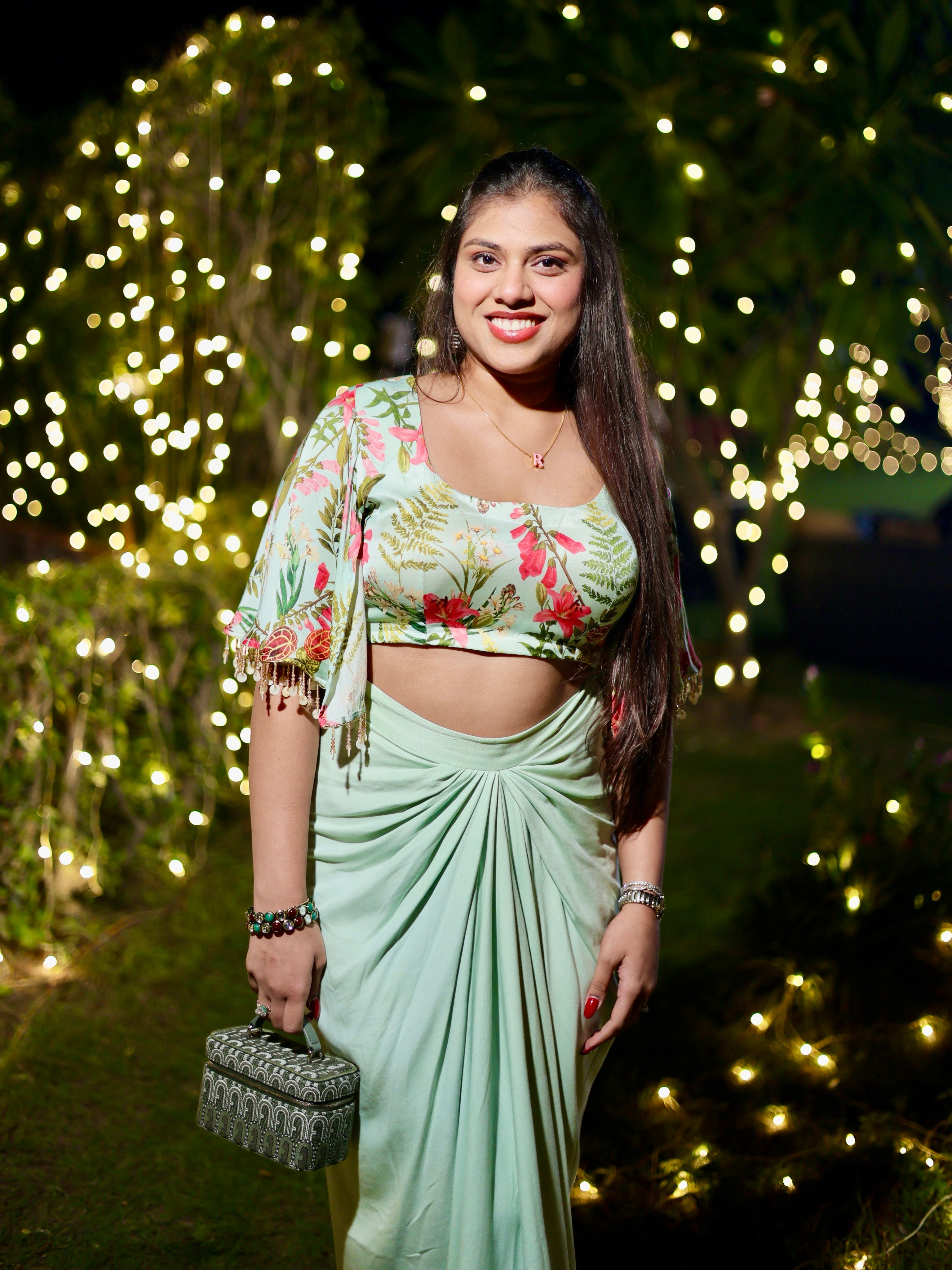 MINT FLORA DRAPE SET