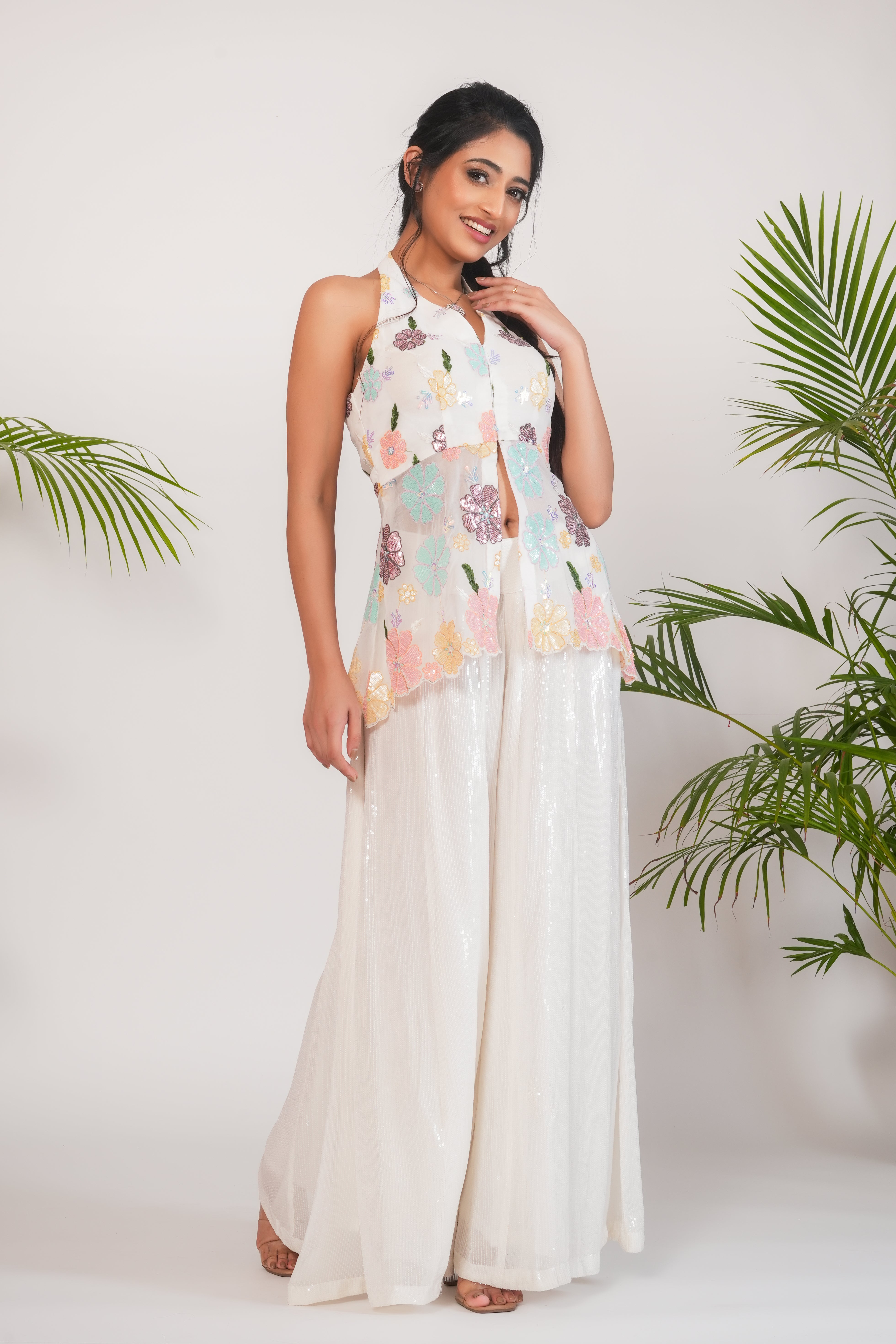 HALTER NECK SHARARA SET