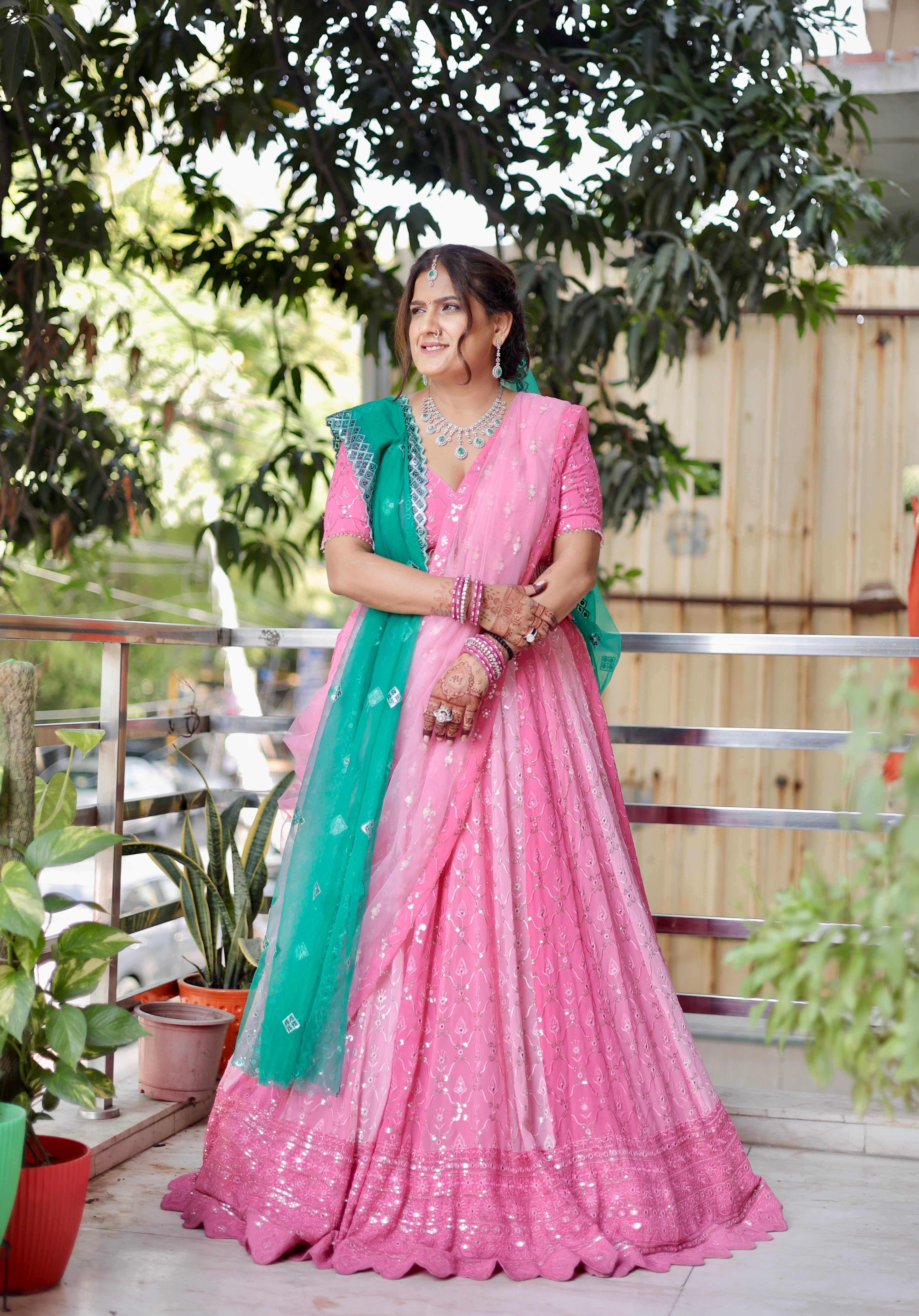 BLUSH PINK SEQUIN EMBROIDERED LEHENGA SET